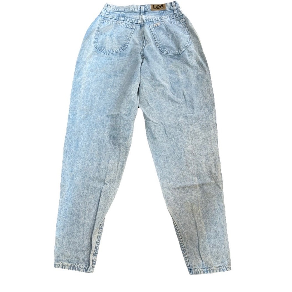 Vintage 80s Lee High Waisted Mom Jeans 12 (26x30)‎ Acid Wash Pleated Tapered USA - Picture 2 of 11